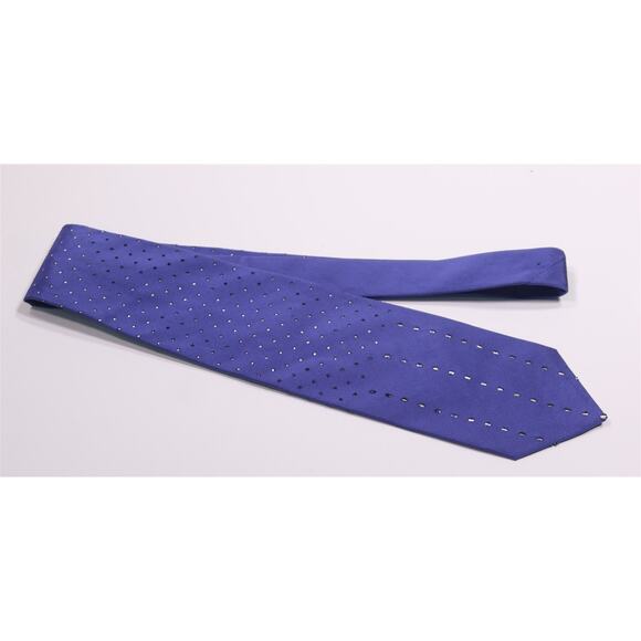 Gianfranco Ferre Purple Die-Cut Silk Cotton Necktie Tie - Picture 2 of 6